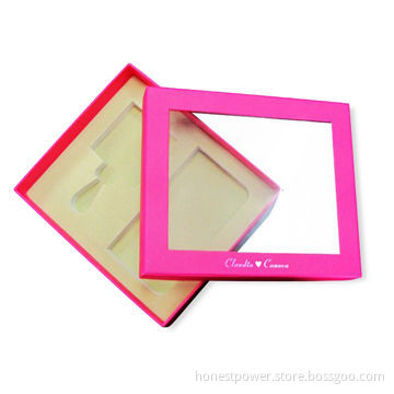 Paper Gift Box with Clear PET Window, Customized Sizes are Accepted, Suitable for Cosmetic